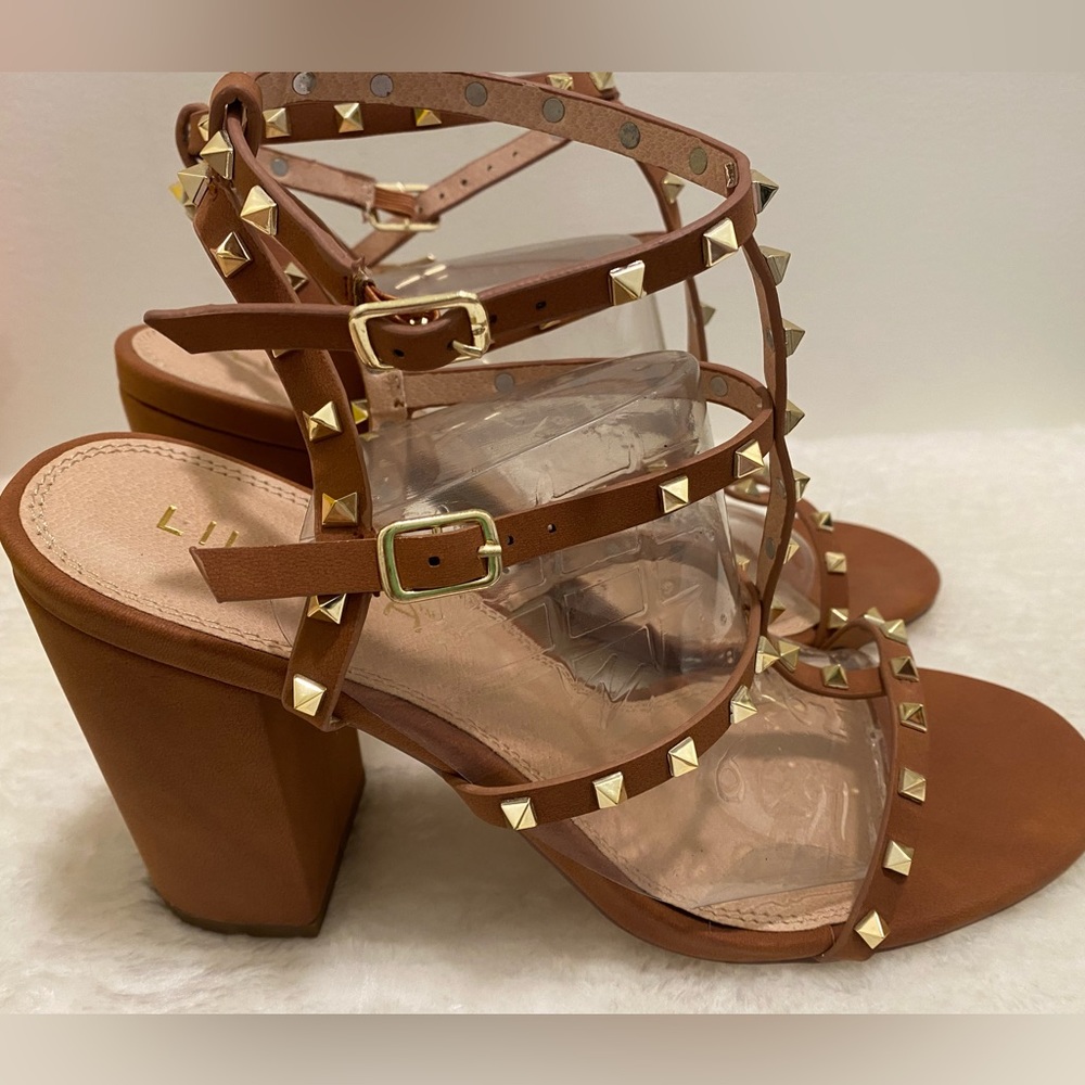 LILIANA Studded Cognac Sandals - Size 9 - NEW - Picture 2 of 6